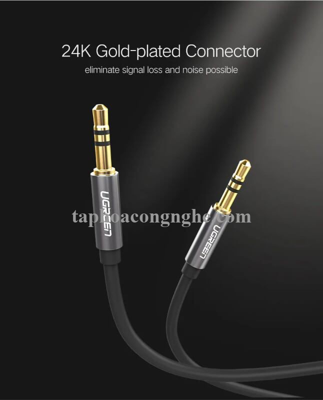 Ugreen 10723 0.5M màu Đen Cáp âm thanh 2 đầu 3.5mm dương dây dẹt AV119 30010723